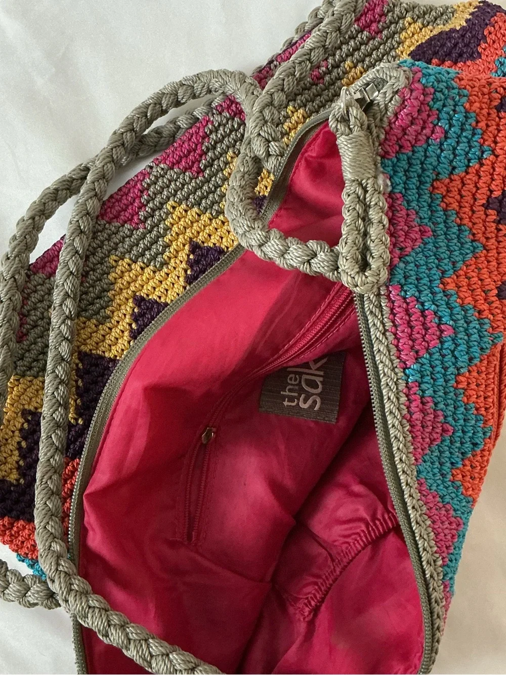 The Sak Multicolor Zigzag Crochet Tote with Purple Base - Picture 13 of 15